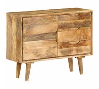 vidaXL Solid Mango Wood Sideboard - 90x30x69 cm Organiser Storage Cabinet - Scandinavian Style, Brown, With Drawers & Shelves for Living Room/Bedroom