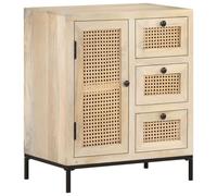 vidaXL Sideboard 60x35x70 cm Solid Mango Wood and Natural Cane, Brown