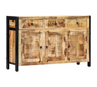 Sideboard Natural Mango Wood 120x35x76 cm 3 Doors 3 Drawers Industrial Handmade
