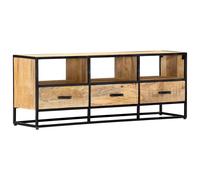 vidaXL Solid Mango Wood TV Cabinet with 3 Drawers and 3 Shelves Industrial Rusti