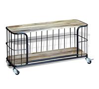 vidaXL Solid Mango Wood TV/Media Cabinet Stand with Industrial Iron Frame - 100x40x45 cm Brown Wooden Sideboard on Wheels for Living Room/Bedroom