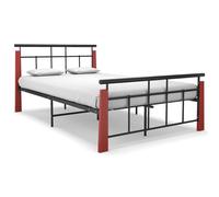 vidaXL Solid Oak Wood Bed Frame Metal 120x200 cm Bedroom Furniture Bedstead