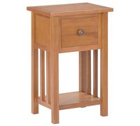 Vidaxl Magazine Table With Drawer 35X27X55 Cm Solid Oak Wood, Brown