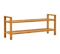 vidaXL Solid Oak Wood Shoe Rack with 2 Shelves - Compact, Easy to Move, Heavy-Duty Shoe Organizer for Improved Ventilation - 100x27x40 cm, ic Brown'