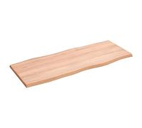 vidaXL Table Top Light Brown 100x40x2 cm Treated Solid Wood Oak Live Edge UK GF0