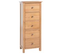 vidaXL Solid Oak Wood Tall Chest of Drawers Wooden Storage Cabinet Sideboard