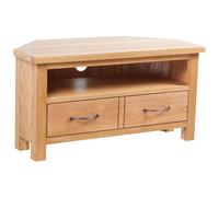 vidaXL Solid Oak Wood TV Cabinet 2 Drawers with Handles Brown HiFi Stand Unit