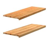 vidaXL Solid Oak Wooden Window Sills - 2pcs Light Brown Unfinished - Natural Look Windowsill Board - Customizable, Display, Easy Clean - 110x40x2 cm
