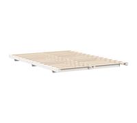 vidaXL Solid Pine Bed Frame White 160 x 220 cm Modern Japandi Design for Indoor Use Easy Assembly Matte Finish Sturdy Slatted Base No Box Spring