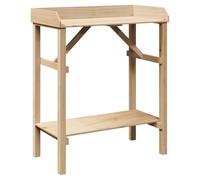 vidaXL Solid Pine Plant Stand - Indoor/Outdoor Use, Two-Tier Shelves - Beige 75x40x90 cm