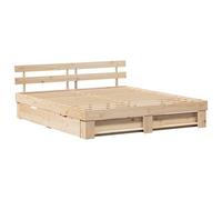 vidaXL Solid Pine Platform Bed Frame, 180 x 200 cm, Colour: Brown. It has two drawers underneath, no need for a bed base. Its design is modern and minimalist, perfect for an indoor bedroom