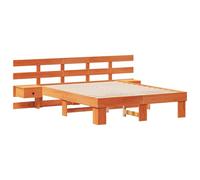 vidaXL Solid Pine Platform Bed, Walnut Colour, 120 x 200 cm, Contemporary Design Super Elegant with Integrated Bedside Tables, No Need for a Bed Base, Ideal for a Well-Decorated Bedroom