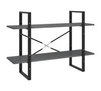 vidaXL Solid Pine Wood 2-Tier Book Cabinet Grey Home Bookcase Storage Rack