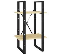 vidaXL Solid Pine Wood 2-Tier Book Cabinet Home Office Storage Rack Bookcase