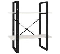 vidaXL Solid Pine Wood 2-Tier Book Cabinet White Office Storage Rack Bookcase