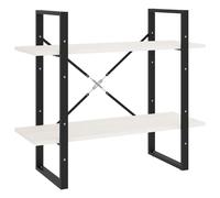 vidaXL Solid Pine Wood 2-Tier Book Cabinet White Office Storage Rack Bookcase