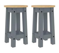 vidaXL Solid Pine Wood Bar Stools in Grey - Set of 2, Rustic Pub Chairs without Backrest for Kitchen/Living Room, 30 x 50.5 cm, Max Load 110 kg