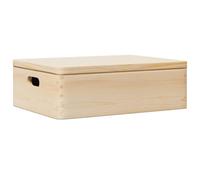 vidaXL solid pine wood box with handles - storage solution with lid, 40x30x13 cm