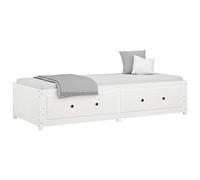 vidaXL Solid Pine Wood Day Bed - Versatile Sofa Bed with Drawers in White, Fits 75x190 cm (2FT6 Small Single) Mattress - Ideal for Bedroom and Living Room