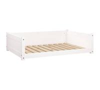 vidaXL Solid Pine Wood Dog Bed Indoor Wooden Pet Sofa Dog Seat Couch Frame Puppy Kennel Bed Pet Chair Couch Puppy Seat White 95.5x65.5x28 cm