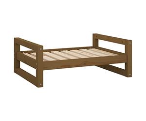 vidaXL Solid Pine Wood Dog Bed Indoor Wooden Pet Sofa Dog Seat Couch Frame Puppy Kennel Bed Pet Chair Couch Puppy Seat Honey Brown 75.5x55.5x28 cm