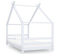 vidaXL Solid Pine Wood Kids Bed Frame White 90x200 cm Home Bedstead Furniture