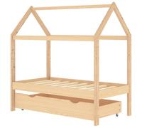 vidaXL Kids Bed Frame with a Drawer Solid Pine Wood 70x140 cm