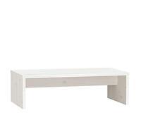 vidaXL Solid Pine Wood Monitor Stand - Raised Riser for Desktop Monitor, Decorative and Functional, Neck and Back Stress Relief Design, White
