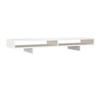 vidaXL Solid Pine Wood Monitor Stand- White - Classic Design, Storage Space for Office Essentials, Stress-Reducing Keyboard Stand