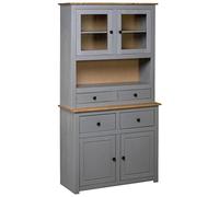 vidaXL Solid Wood Pine Panama Range Highboard Grey Wooden Furniture Cabinet