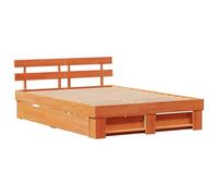 vidaXL Solid Pine Wood Platform Bed, Brown, 160 x 200 cm, with Full Storage and 2 Drawers, Modern Bedroom Furniture, 110 kg Capacity, Easy Assembly, No Need for a Bed Base