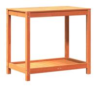 vidaXL Solid Pine Wood Potting Table with Shelf - Ventilated Garden Workbench for Plant Organization, Storage, and Display in Wax Brown, Outdoor Suitable for Patios and Terraces