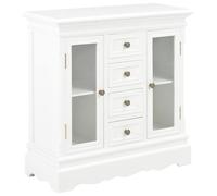 vidaXL Solid Pine Wood Sideboard with 4 Drawers 2 Glass Door Living Room Storage