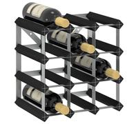 vidaXL Solid Pine Wood Wine Rack for 12 Bottles Black Storage Bottle Holder