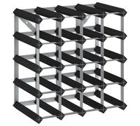 vidaXL Solid Pine Wood Wine Rack for 20 Bottles Black Storage Bottle Holder