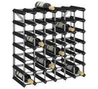 vidaXL Solid Pine Wood Wine Rack for 42 Bottles Black Storage Bottle Holder