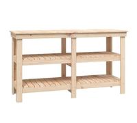 (natural, 142.5 x 50 x 80 cm) vidaXL Work Bench Wooden Garage Working Table Storage Shelf Solid Wood Pine