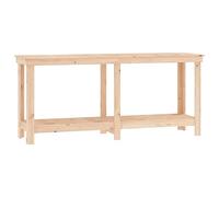'vidaXL Solid Pine Wood Work Bench - Ample Storage, Sturdy Frame, Safety Wall Attachment, Easy Assembly, Ideal for Garage Workspace| Size: 180x80x50 cm| Brown