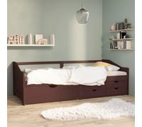 vidaXL 3-Seater Day Bed & Drawers Dark Brown Solid Pinewood 90x200cm UK HOT