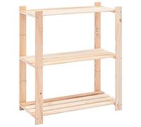vidaXL Solid Pinewood 3-Tier Storage Rack - Durable, Easy to Assemble - Ideal Solution for Kitchen, Office, Garage - 80x38x90 cm Size - 150 kg Loading Capacity