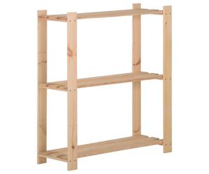 vidaXL Solid Pinewood 3-Tier Storage Rack Home Garage Storage Units Shelf