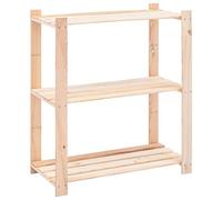 vidaXL Solid Pinewood 3-Tier Storage Rack - Durable, Easy to Assemble - Ideal Solution for Kitchen, Office, Garage - 80x38x90 cm Size - 150 kg Loading Capacity