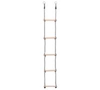 vidaXL Solid Pinewood 5-Step Ladder Baby Activity Toddler Rope and Wooden Ladde