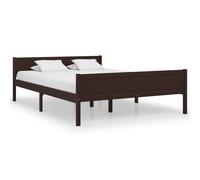 vidaXL Solid Pinewood Bed Frame 120x200 cm Dark Brown Wooden Base Bedstead