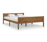 Bed Frame Solid Pinewood Honey Brown 120x200 cm Sturdy Plywood Slats Low Profile [EEK: A]