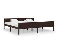 vidaXL Solid Pinewood Bed Frame 200x200 cm Dark Brown Wooden Base Bedstead