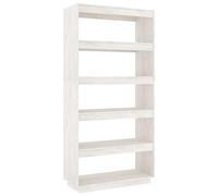vidaXL Solid Pinewood Book Cabinet/Room Divider Home Living Room Furniture Wooden Bookcase Room Partition Storage Rack File Book Cabinet Stand White