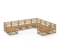 vidaXL Solid Pinewood Garden Lounge Set 10 Piece Wooden Furniture Sofa Set
