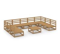 vidaXL Solid Pinewood Garden Lounge Set 10 Piece Wooden Furniture Sofa Set