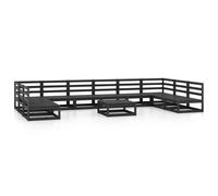vidaXL Solid Pinewood Garden Lounge Set 11 Piece Wooden Furniture Sofa Set